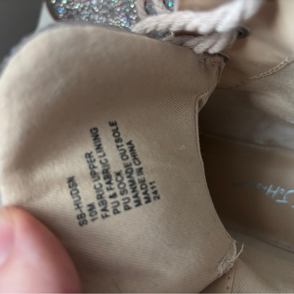 Betsey Johnson Taupe Rhinestone Lace-Up Ankle Boots - Picture 5 of 6